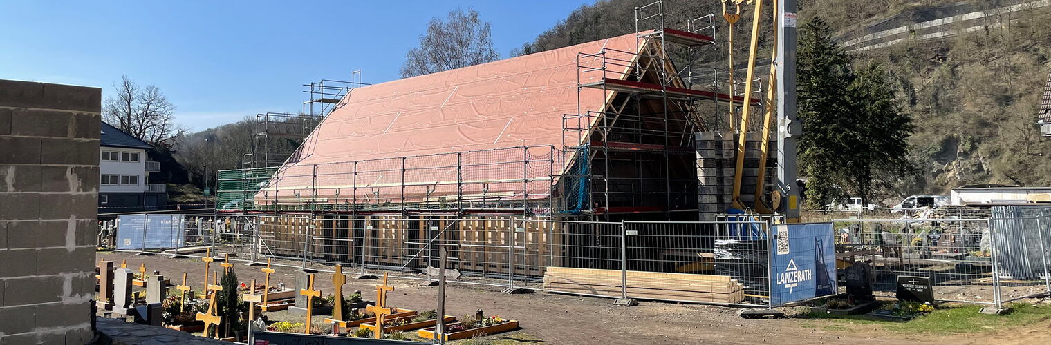 Friedhofshalle Altenahr im Wiederaufbau