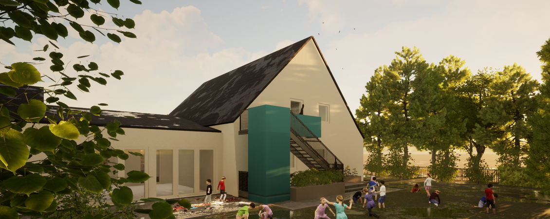 Visualisierung des neuen Kindergartens Wibbelstätz