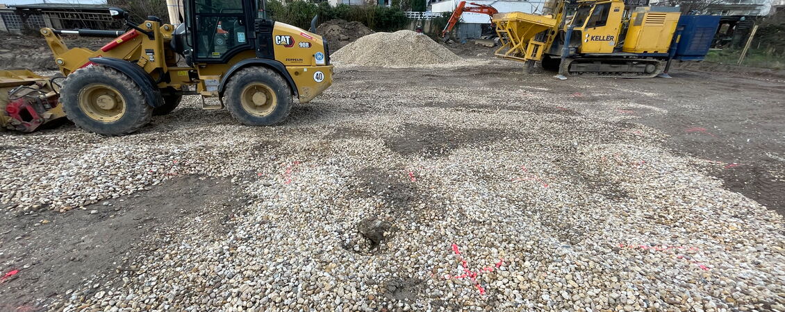 Rüttelstopverfahren auf der Baustelle für den Kindergarten Dernau
